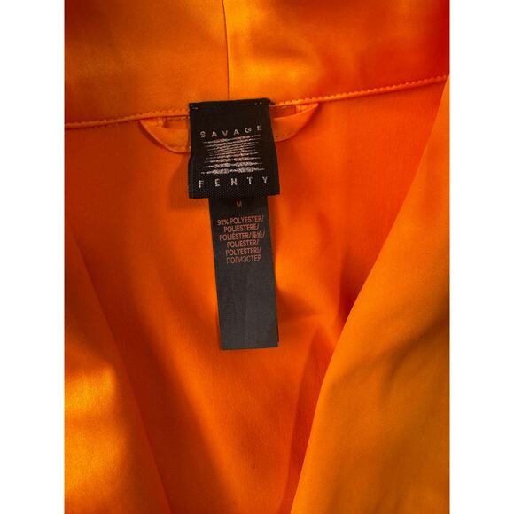 Savage X Fenty Satin Robe Orange Medium Belted Loungewear Size Medium - Picture 4 of 5